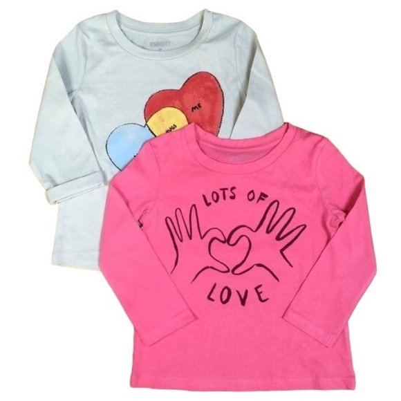 Gymboree Girls Long Sleeve Shirts, Set of 2, Size 2T, New Valentine's Day - Picture 1 of 7